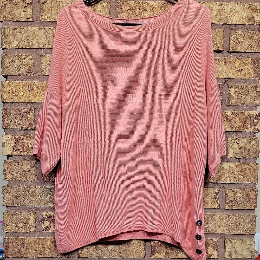 Chico's Coral Knit Top Size 2 or Large 100% Rayon Stretch